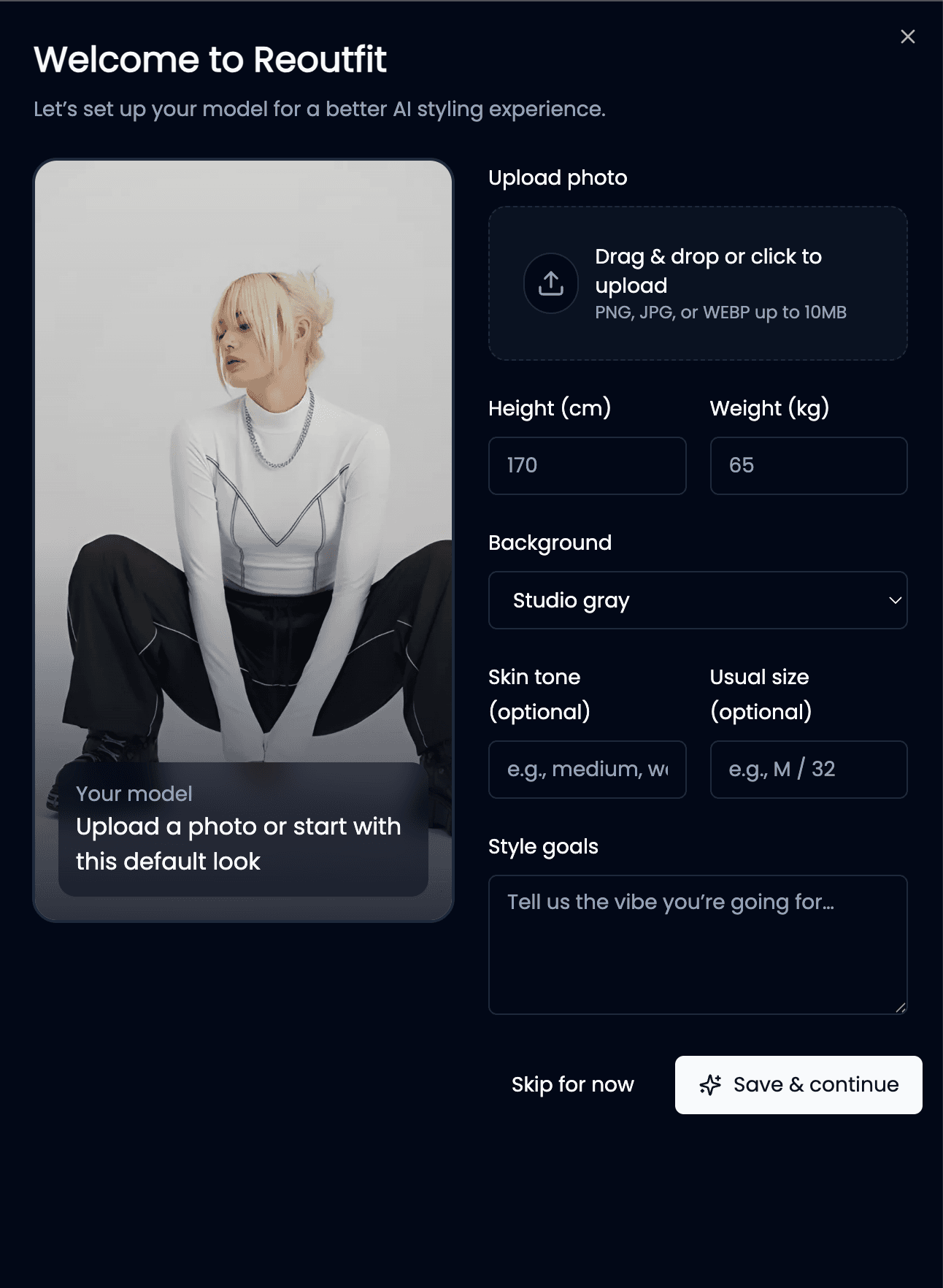 Upload your model or Create a new one